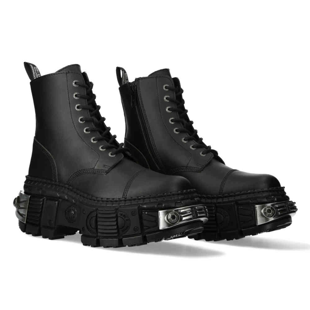 New Rock - M-WALL083C-V2 Bottes de plate-forme - Noir